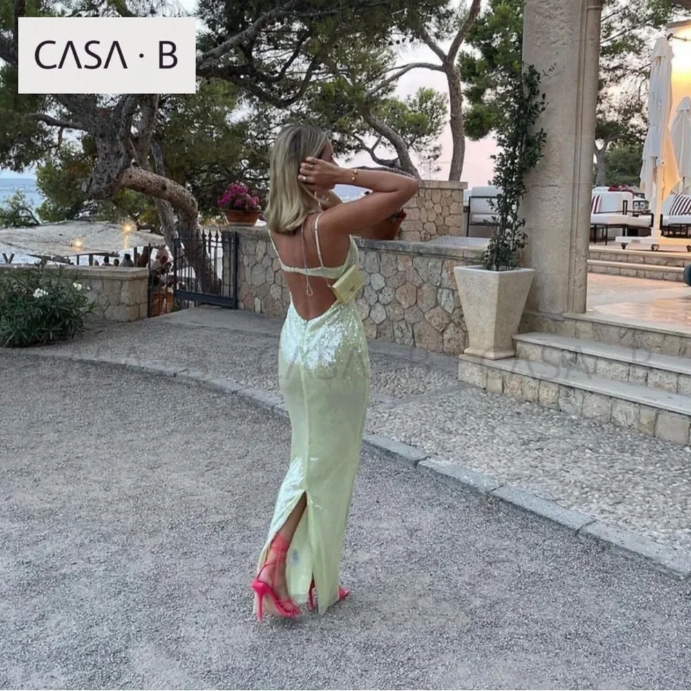 5⭐️CASA B| Elena Sultry Sheer Sequin Open Back Cutout Evening Dress